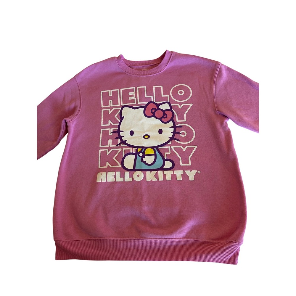 Hello Kitty Sanrio Pink Crewneck Sweatshirt Kids Medium Hybrid Apparel SIL-34452